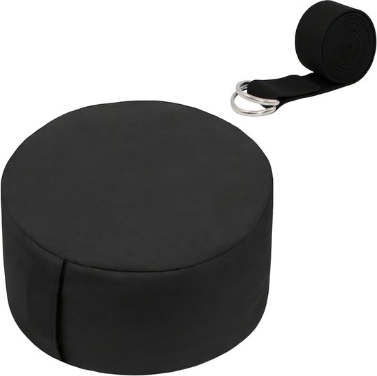 Meditatiekussen met yogariem - katoen - zwart van Pure2Improve