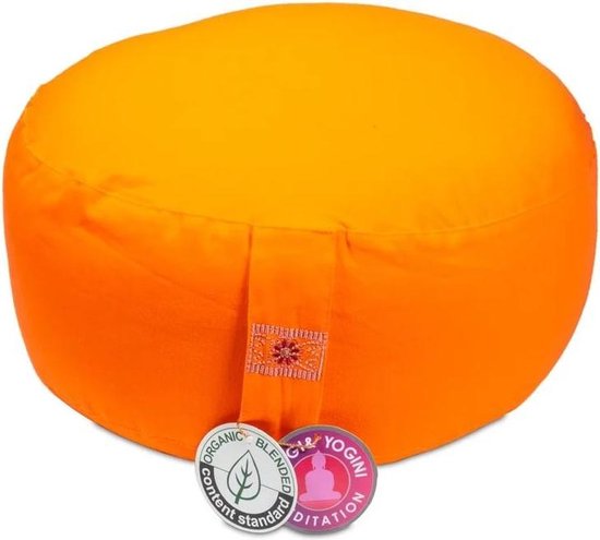 Meditatiekussen oranje bio katoen (33x17cm) van Yogi & Yogini
