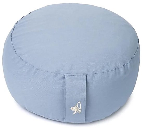 Meditatiekussen rond blauw biokatoen (OCS) – 33 cm x 17 cm