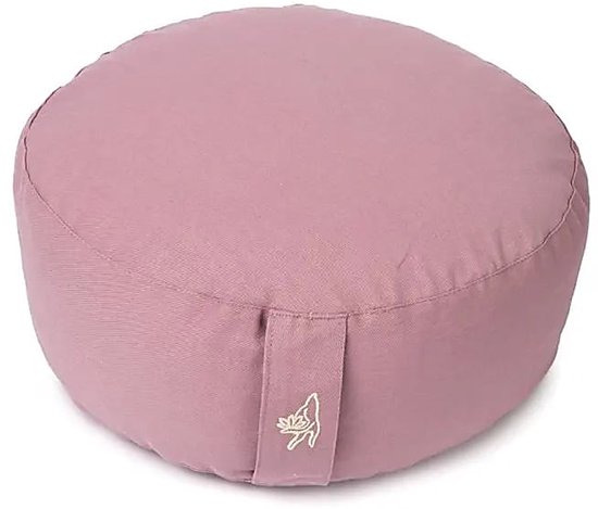 Meditatiekussen rond lila biokatoen (OCS) - 33 cm x 17 cm