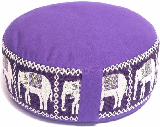 Meditatiekussen rond patroon olifant paars – Yogi & Yogini