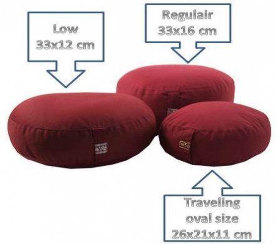 Meditatiekussen rood kind of reis - 26x21x11 - 1100 - Boekweit - Katoen - Rood van Merkloos