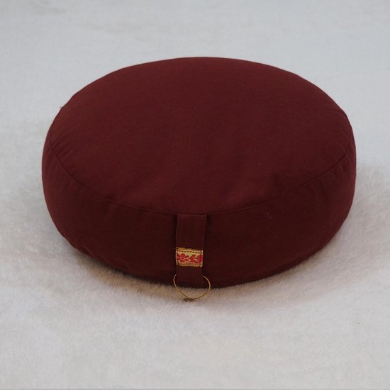 Meditatiekussen rood lager model - Katoen - Boekweit - 33x17 van Elk&Erk