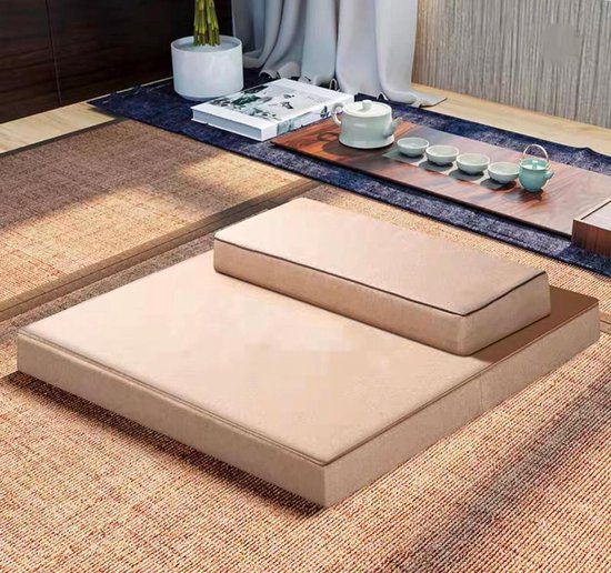 Meditatiekussen Set - Meditatiemat Yogamat - Ontspannen Zitten - Kokosvezel Kern - 60x60cm - Beige