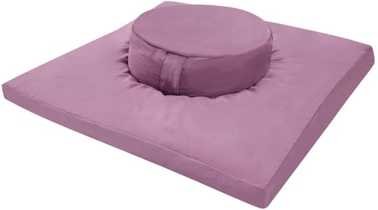 Meditatiekussen- set van 2 – Meditatie kussen - Meditatiemat - Rond- Vierkant in één set - Zabuton - Zafu - 80 x 8 cm - Zafu - 40x13 cm -Voor ultieme rust en comfort - Paars - Licht Paars van Sens Design