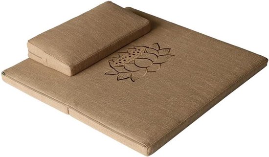 Meditatiekussen Set - Vloerkussen Tatami - Ontspannen Zitten - Natuurlijk Katoen - 70 cm - Koffie
