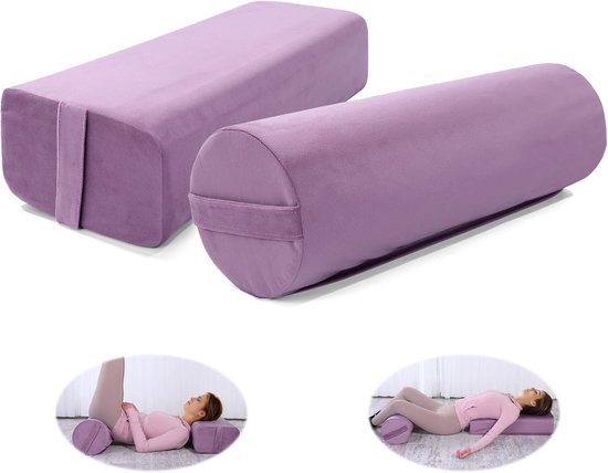 Meditatiekussen Set - Yoga Kussens - Ontspanning Oefenen - Hoge Dichtheid Schuim - 65 cm Lengte - Paars