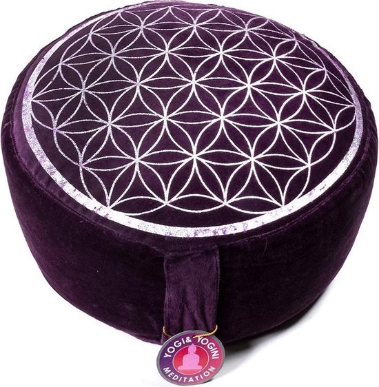 Meditatiekussen Vintage Look Paars Bloem des Levens van Yogi & Yogini