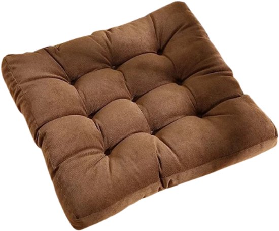 Meditatiekussen - Vloerkussen - 50x50 cm - Vierkant - Bruin / Coffee - Handgemaakt - Japandi stijl - Extra Dikke Vulling - Voor Yoga - Meditatie - Lezen van Merkloos