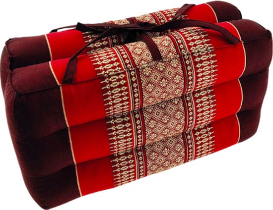 Meditatiekussen - Yoga kussen - Zitkussen - Opvouwbare Vloerkussen - Draagbaar kussen - Bordeaux rood (40x40x7) van Relaxdays