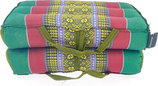 Meditatiekussen - Yoga kussen - Zitkussen - Opvouwbare Vloerkussen - Draagbaar kussen - groen/rood (40x40x7cm) van Sens Design