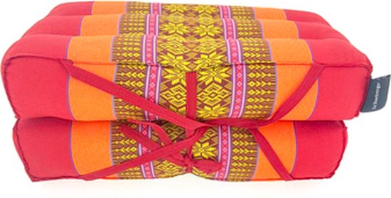 Meditatiekussen - Yoga kussen - Zitkussen - Opvouwbare Vloerkussen - Draagbaar kussen - Oranje/rood (40x40x7cm) van Sens Design