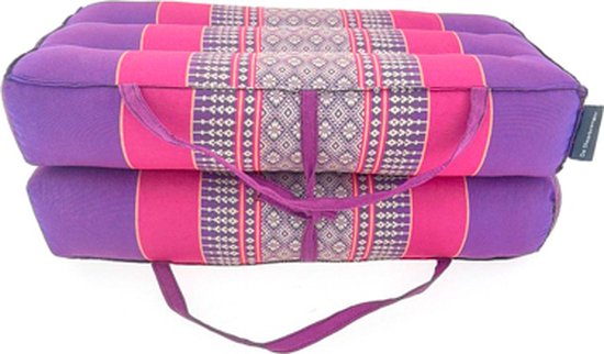 Meditatiekussen - Yoga kussen - Zitkussen - Opvouwbare Vloerkussen - Draagbaar kussen - paars/roze (40x40x7cm) van Zenlee.