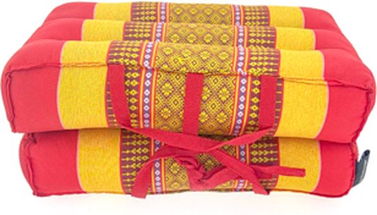 Meditatiekussen - Yoga kussen - Zitkussen - Opvouwbare Vloerkussen - Draagbaar kussen - rood/geel (40x40x7cm) van Alvas