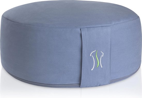 Meditatiekussen, yogakussen met boekweitvulling, zithoogte 15 cm en zitbreedte 35 cm, rond yogakussen, inclusief videocursus, zitkussen, vloer, yogakussen, rond, meditatiekussen set van Merkloos