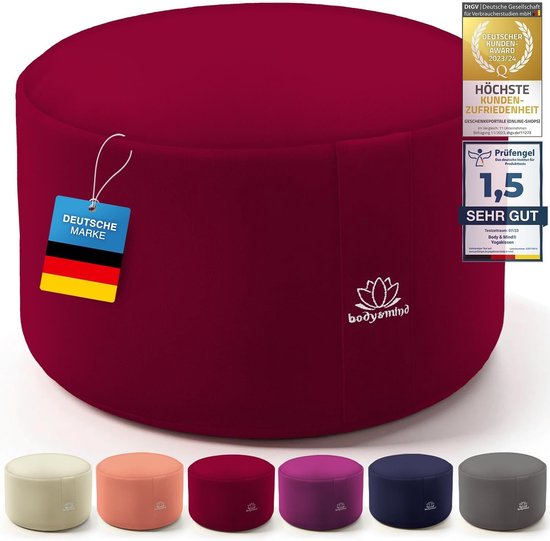 Meditatiekussen - Zitzak vloerkussen - Ontspannen zitten - Ademende vulling - 18 cm hoog - Rood