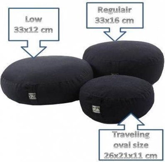 Meditatiekussen zwart kind of reis - 26x21x11 - 1100 - Boekweit - Katoen - Zwart van Myo Yoga