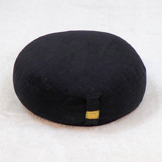 Meditatiekussen zwart lager model - Katoen - Boekweit - 33x12 - L van Pure Mind.