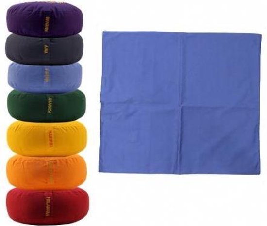 Meditatiemat hoes blauw 5e chakra - 65x65x5 - Katoen - Blauw - Biologisch van Yogi & Yogini