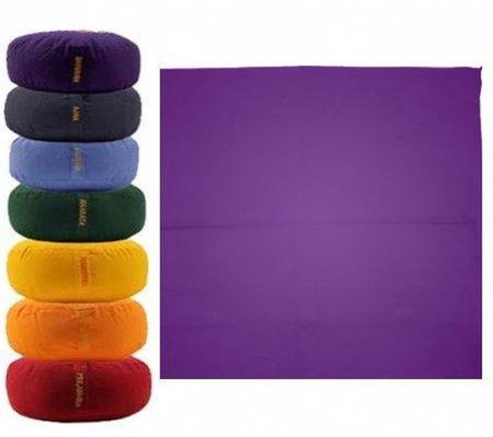 Meditatiemat hoes violet 7e chakra - 65x65x5 - Katoen - Violet - Biologisch van Yogi & Yogini