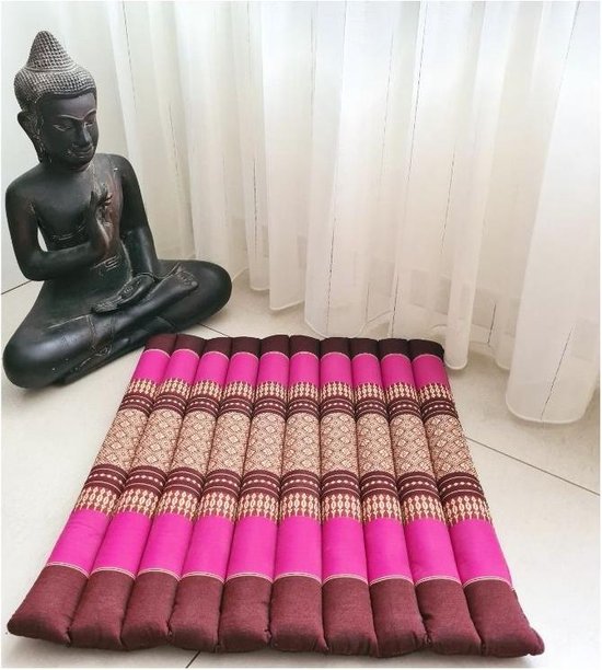 Meditatiemat – Yogamat – meditatiemat vierkant - Vierkant matje – Thais matje – 50x50x4 cm - Roze van Lilysilk