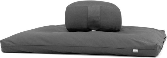 Meditatieset ECO - Kussen en mat - Mindfulness beoefenen - Biologisch katoen - 80x80cm mat 32cm kussen - Antraciet