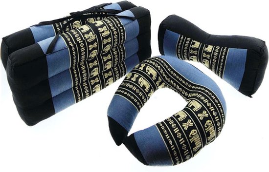 Meditatieset - Yogaset kussens klein - nekkussen - kussen bone - draagbaar meditatiekussen grijs/zwart van MEDI