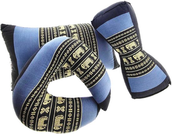 Meditatieset - Yogaset kussens klein - nekkussen - kussen bone - steunkunnen/bankkussen (3 stuks) Grijs/zwart van SensDesign