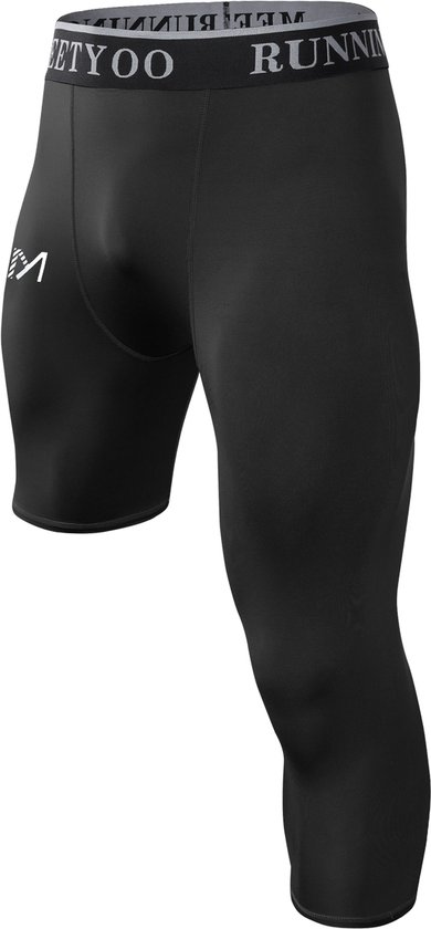 MEETYOO 3/4 Leggings Heren Sportlegging Compressiebroeken Heren Hardloopleggings Leggings Atletische workout Gymbroeken Basketbal-Zwart-L van MEETYOO