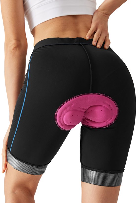 MEETYOO 4D Cycling Korte Fietsbroek Dames Met Zeem - Wielrenbroek met Brede Elastische Tailleband - Korte Fietsbroek voor: Wielrennen, Mountainbiken & Spinning-Blauw-L van MEETYOO