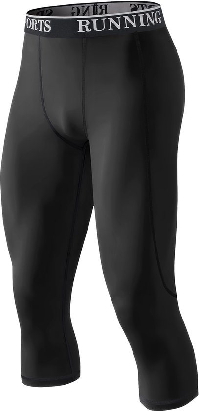 MEETYOO Compressie Broek, 3/4 Heren Compressie-Legging, Sport Sneldrogend Hardloopbroek, Basislaag Voor Trainen, Sneldrogend, Thermische, Voor Sportschool, Hardlopen, Joggen, Wandelen, Voetbalfietsen