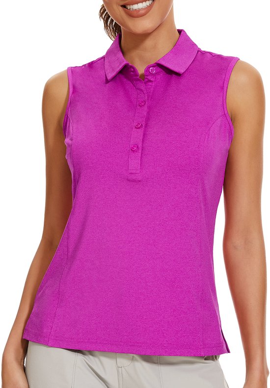 MEETYOO Vrouwen Dames Actieve Mouwloze Polo -Roze-XL van MEETYOO