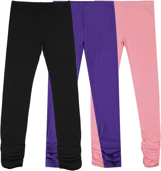 Meisjes Leggings Katoen Stretch - 3 Paar Yoga, Dans & Schoolbroek voor Kinderen van Merkloos