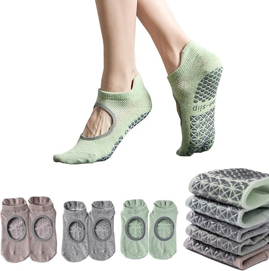 Merkloze Antislip Sokken voor Yoga & Pilates - 3 Paar
