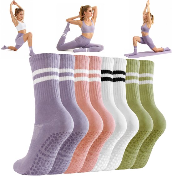 Merkloze Antislip Sokken voor Yoga & Pilates - 4 Paar