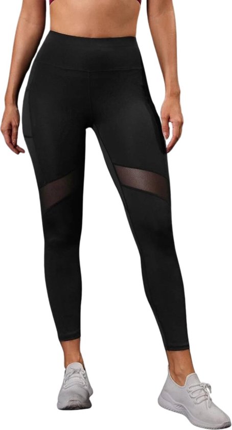 MESHMOTION Pocket Legging - Ademend - Dames - Sportlegging - Vrouwen - High Waist - Yoga - Broek - Mesh panelen - Telefoon Zakken - Fitness - Atletisch - Comfortabel - Maat XL van Merkloos