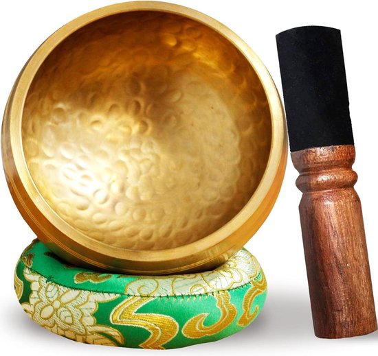 Met de Hand Geslagen Tibetaanse Klankschaal van Lokta Doos en Kussen - Meditatie Ontspanning Healing - Spirituele Cadeaus voor Vrouwen - E-book PDF singing bowl set van Silent Mind