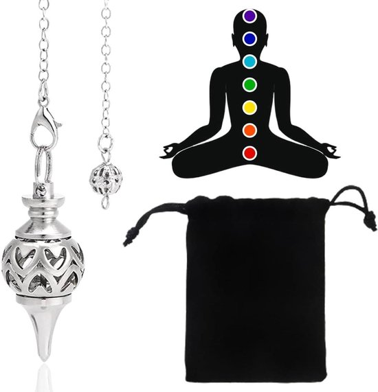 Metalen Pendel - Divinatie Hanger - Spirituele Gids - Robuust Koper Ontwerp - 9.6 x 8.6 x 1.9 cm - Zilver