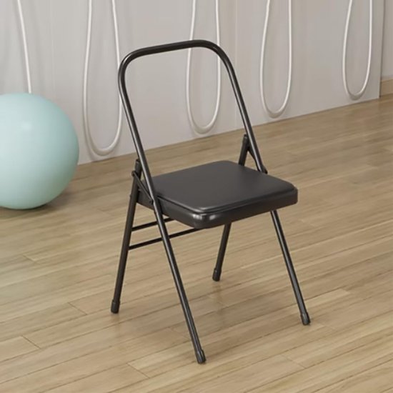 Metalen Yoga Vouwstoel voor Oefeningen - Stevige Draagbare Stoel zonder Rugleuning voor Yoga - Wit - 80 x 47 x 44 cm