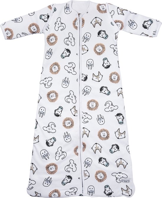 Meyco Baby Slaapzak Winter Animal - afritsbare mouwen - multicolour - 70cm - winterslaapzak van Meyco