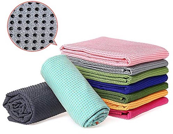 Microvezel Yogahanddoek met Antislip Noppen - Fitness Sportdoek voor Yogamat - Mintgroen