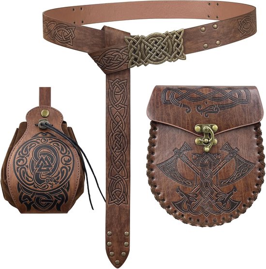 Middeleeuwse riem en zakje set - Viking accessoires voor cosplay en LARP