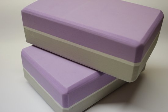 Mila Yoga blokken – lichtpaars/grijs - set van 2 - 23 x 15 x 7.5cm van Mila