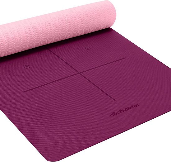Milieuvriendelijke Antislip Yogamat met Lichaamsuitlijning Systeem - Dikke TPE Mat
