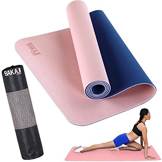 Milieuvriendelijke Dubbellaagse Yogamat 183 x 61 cm met Antislip en Opbergtas