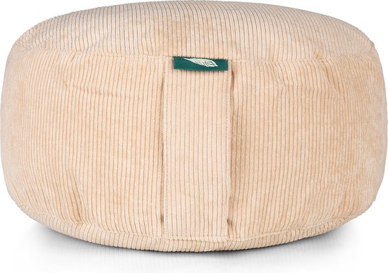 MindBaas - Meditatiekussen - Eco - Rib - Crème - Dubbel Gestikt - 15 x 33 cm (hoogte x diameter) - Yoga kussen - Yogakussen van MindBaas