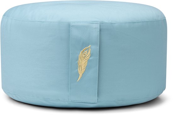 MindBaas - Meditatiekussen - Eco - Rond - Cyaan Blauw - Dubbel Gestikt - 15 x 33 cm (hoogte x diameter) - Yoga kussen - Yogakussen van MindBaas