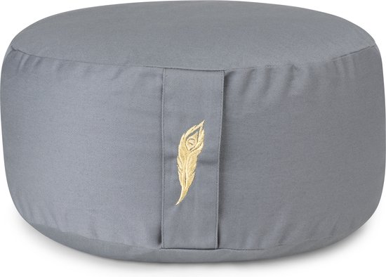 MindBaas - Meditatiekussen - Eco - Rond - Grijs - Dubbel Gestikt - 15 x 33 cm (hoogte x diameter) - Yoga kussen - Yogakussen van MindBaas