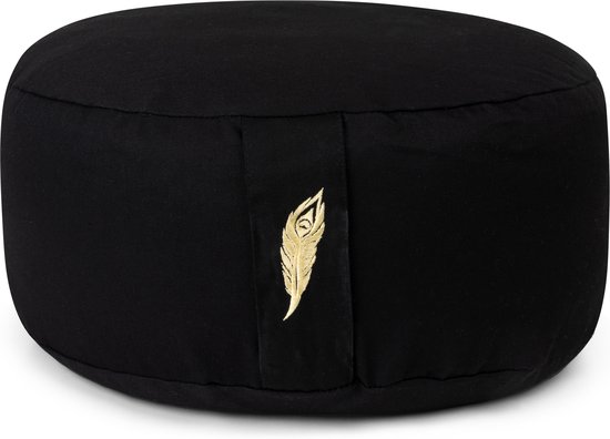 MindBaas Meditatiekussen - Eco - Rond - Zwart - Dubbel Gestikt - 15 x 33 cm (hoogte x diameter) - Yoga kussen - Yogakussen van MindBaas