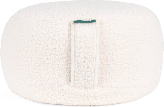 MindBaas - Meditatiekussen - Eco - Teddy - Wit - Dubbel Gestikt - 15 x 33 cm (hoogte x diameter) - Yoga kussen - Yogakussen van MindBaas